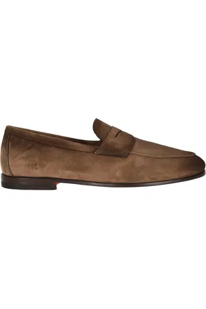 santoni Buty, Mężczyzna, brązowy, 40 EU, Zamsz, Szare Mokasyny zamszowe na płaskiej podeszwie