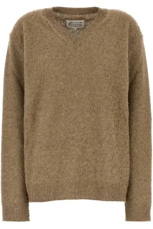Maison Margiela Swetry, Kobieta, brązowy, M, Sweter z mieszanki wełny i biszkoptu