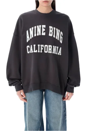 ANINE BING Bluzy, Kobieta, Czarny, M, California Crew Neck Sweater