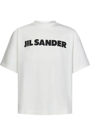 Jil Sander Koszulki, Mężczyzna, Biały, XL, Biała Bawełniana Koszulka z Nadrukiem Logo