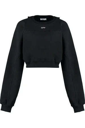 OFF-WHITE Bluzy, Kobieta, Czarny, S, Bawełna, Bawełniana bluza dresowa z detalem logo