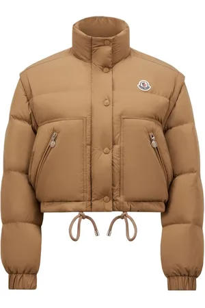 Moncler Kurtki, Kobieta, brązowy, S, Kurtka Puchowa z Odpinanymi Rękawami