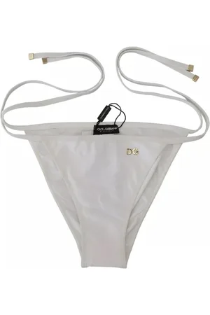 Dolce & Gabbana Stroje kąpielowe, Kobieta, Biały, M, Nylon, Logo Beachwear Bikini Dolna Część