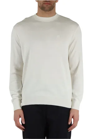 Armani Exchange Swetry, Mężczyzna, Beżowy, L, Bawełna, Elegancki Sweter Beżowy