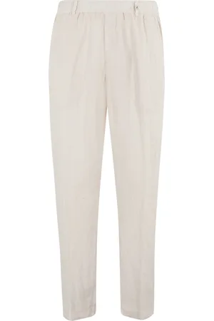 MYTHS Spodnie, Mężczyzna, Biały, 2XL, Lniane Spodnie Tapered w Kremie
