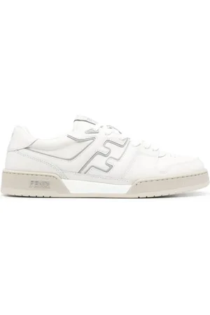 Fendi Buty, Mężczyzna, Beżowy, 44 EU, Mix Vitello Logo Skórzane Sneakersy