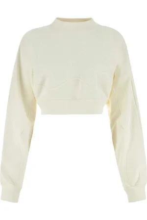 OFF-WHITE Bluzy, Kobieta, Biały, S, Bawełna, Kremowa bawełniana bluza oversize