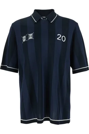 Jacquemus Koszulki, Mężczyzna, Niebieski, M, Niebieska Koszula Polo z Paskowym Motywem