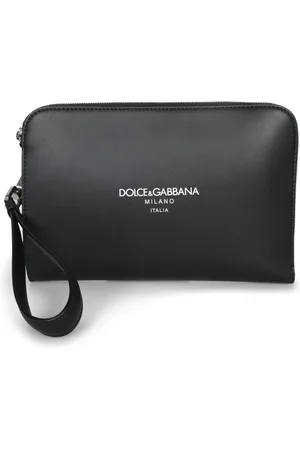 Dolce & Gabbana Torebki, Mężczyzna, Czarny, ONE SIZE, Czarna Skórzana Torebka z Zamkiem