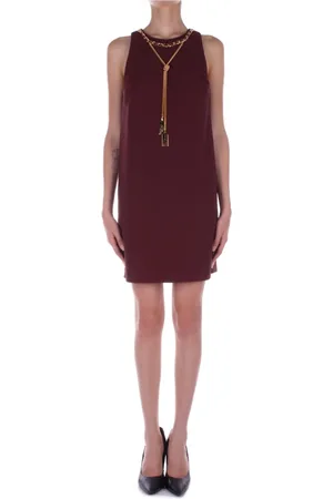 Elisabetta Franchi Sukienki, Kobieta, brązowy, S, Poliester, Sukienka Bordeaux