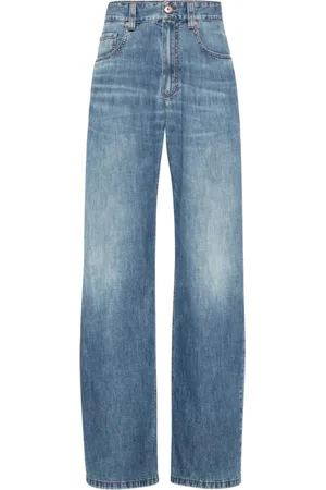 Brunello Cucinelli Jeansy, Kobieta, Niebieski, S, Niebieskie Jeansyy z Ukrytym Zamkiem