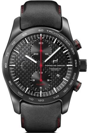 Porsche Design Akcesoria, Mężczyzna, Czarny, ONE SIZE, Czarny Skórzany Automatyczny Chronograficzny Zegarek