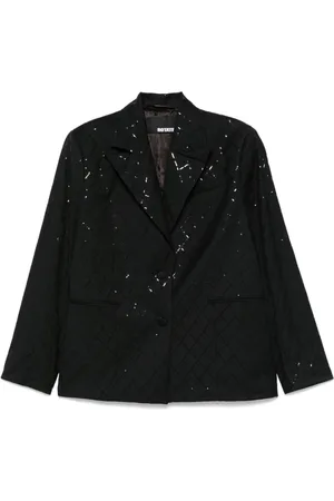 ROTATE Kurtki, Kobieta, Czarny, XS, Wełna, Oversized Sequin Embellished Jacket