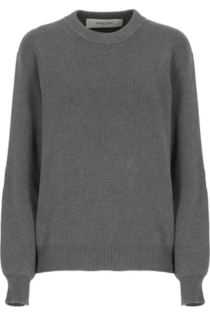 Golden Goose Swetry, Kobieta, Szary, S, Szara Bawełniana Sweter z Dekoltem w Stylu Crewneck i Logo Gwiazdy