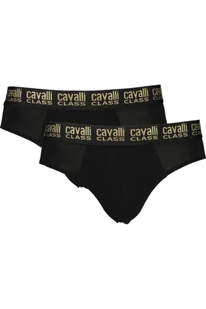 Roberto Cavalli Bielizna, Mężczyzna, Czarny, XL, Czarna Bawełniana Bielizna
