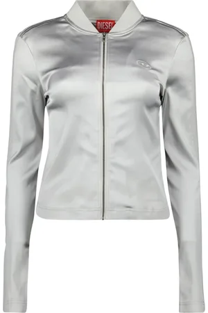 Diesel Kurtki, Kobieta, Szary, XS, Kurtka Bomber z satyny stretch