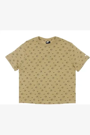 Nike Koszulki, Kobieta, Beżowy, M, Printowana Bluzka Boyfriend - Kolekcja Streetwear