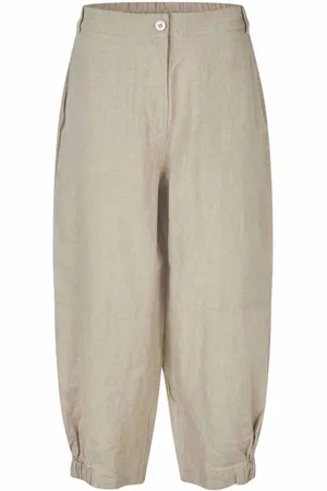 Masai Spodnie, Kobieta, Beżowy, XL, Len, Luźne lniane spodnie Elegancki Styl