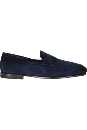 santoni Buty, Mężczyzna, Niebieski, 41 1/2 EU, Zamsz, Niebieskie Mokasyny Zamszowe Płaskie Buty