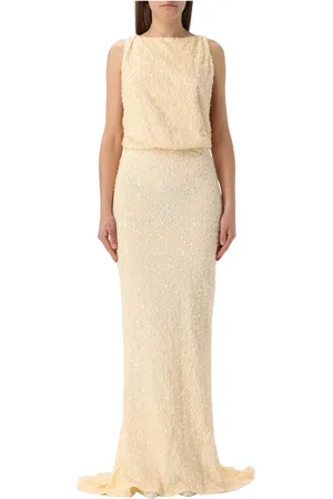 Elisabetta Franchi Sukienki, Kobieta, Żółty, M, Elegancka Sukienka Damska Abito Donna