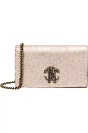 Roberto Cavalli Torebki, Kobieta, Różowy, ONE SIZE, Torba ze skórą z wężowym monogramem