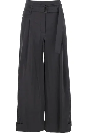 Low Classic Spodnie, Kobieta, Szary, M, Nylon, Szare Spodnie z Podwójnym Paskiem