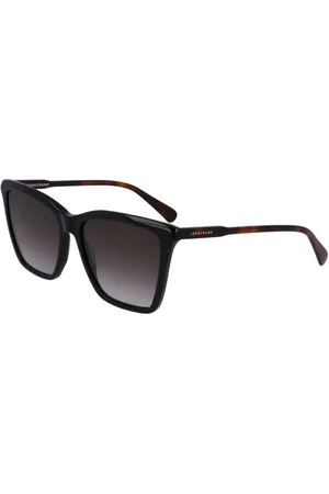 Longchamp Akcesoria, Kobieta, Czarny, ONE SIZE, Czarne Okulary Przeciwsłoneczne z Szarymi Soczewkami
