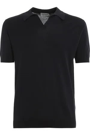 JOHN SMEDLEY Koszulki, Mężczyzna, Niebieski, S, Niebieska Bawełniana Koszula z Kołnierzem Skipper
