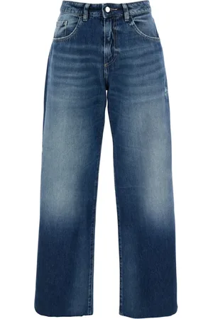 Icon Denim Jeansy, Kobieta, Niebieski, W27, Denim, Niebieskie jeansy z pętlami na pasek i naszywką