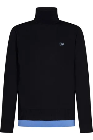 OFF-WHITE Swetry, Mężczyzna, Niebieski, XL, Wełna, Wełniany golf