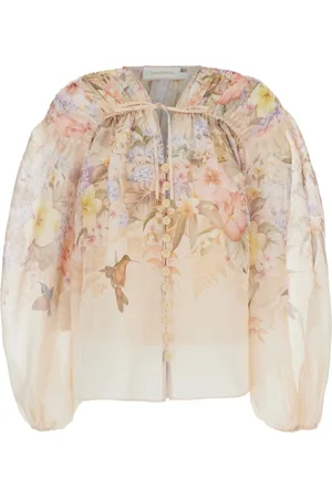 ZIMMERMANN Bluzki, Kobieta, Wielobarwność, S, Beige Illuminate Drawn Blouse