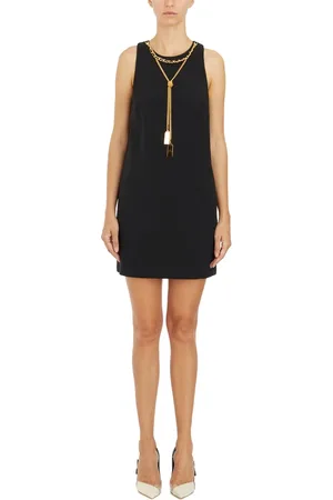 Elisabetta Franchi Sukienki, Kobieta, Czarny, S, Poliester, Elegancka sukienka mini z naszyjnikiem