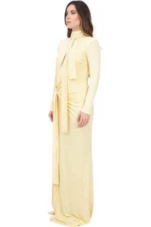 Elisabetta Franchi Sukienki, Kobieta, Beżowy, M, Żółta Długa Elegancka Sukienka