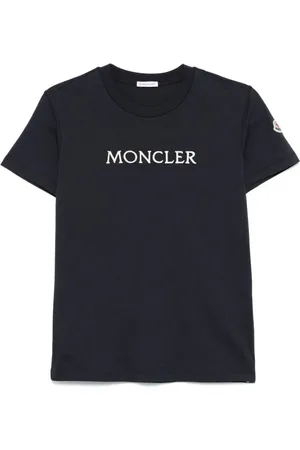 Moncler Koszulki, Kobieta, Niebieski, M, Niebieski T-shirt z Logo Patchem