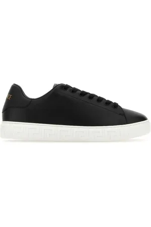 VERSACE Buty, Mężczyzna, Czarny, 43 EU, Nylon, Białe Greca Sneakers