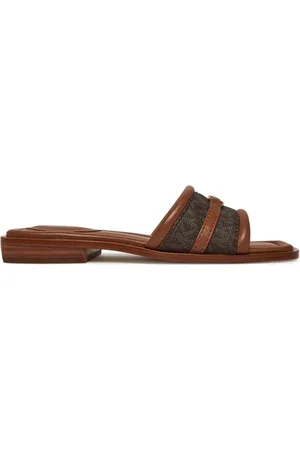 Michael Kors Buty, Kobieta, brązowy, 35 EU, Skórzany sandał z nadrukiem logo