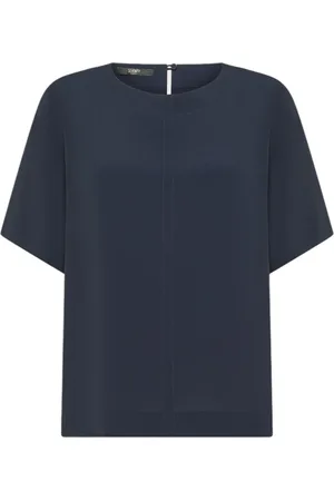 SEVENTY BY SERGIO TEGON Bluzki, Kobieta, Niebieski, 2XL, Niebieska Jedwabna Bluzka Crepe