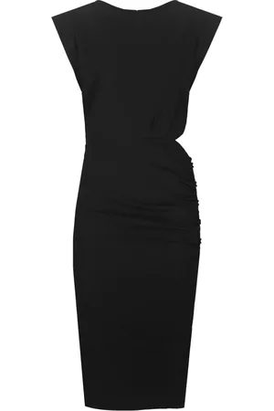 Pinko Sukienki, Kobieta, Czarny, XS, Czarna lniana sukienka z wycięciem