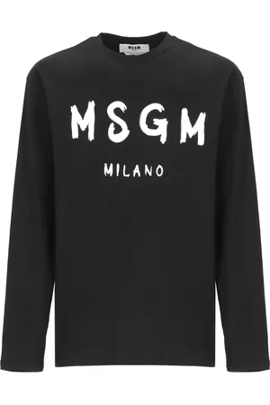 Msgm Koszulki, Mężczyzna, Czarny, L, Czarna Bawełniana Koszulka z Logo