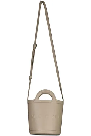 Marni Torebki, Kobieta, brązowy, ONE SIZE, Bawełna, Skórzana torebka typu bucket bag z logo