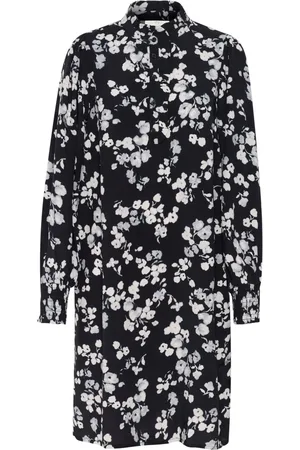 Kaffe Sukienki, Kobieta, Czarny, 2XL, Len, Marine Flower Krótka Sukienka