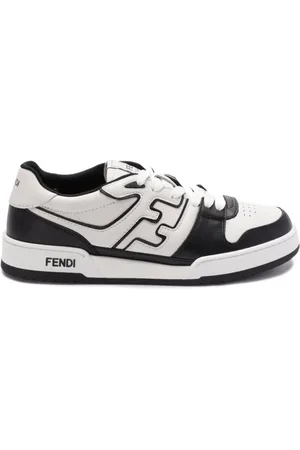 Fendi Buty, Mężczyzna, Czarny, 41 1/2 EU, Mix Vitello Logo Czarny Biały Styl