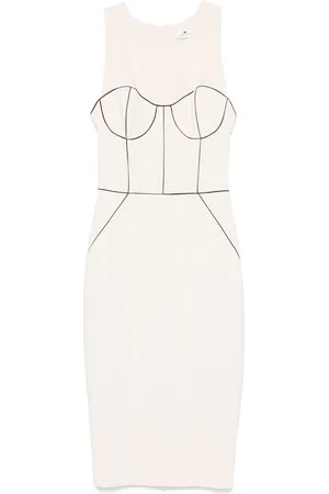 Elisabetta Franchi Sukienki, Kobieta, Beżowy, L, Elegancka Beżowa Sukienka Midi