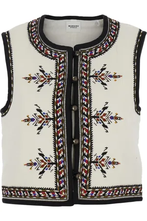 Isabel Marant Kurtki, Kobieta, Biały, S, Biały Geometryczny Kamizelka z Haftem