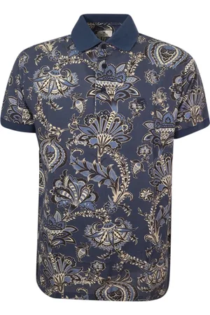 Etro Koszulki, Mężczyzna, Niebieski, S, Niebieski Kwiatowy Paisley Polo