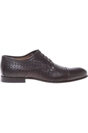 BALDININI Buty, Mężczyzna, brązowy, 46 EU, Lace-up in leather and dark woven print