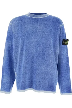 Stone Island Swetry, Mężczyzna, Niebieski, M, Niebieski T-shirt z logo na rękawie