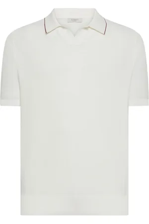 SEVENTY BY SERGIO TEGON Koszulki, Mężczyzna, Biały, S, Białe Polo T-shirty z Kontrastowymi Paskami