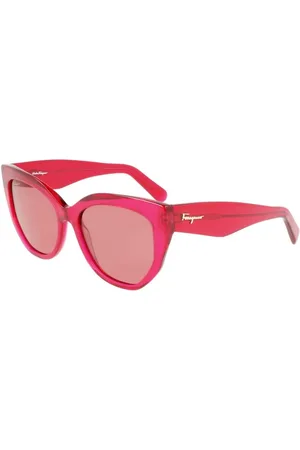 Salvatore Ferragamo Akcesoria, Kobieta, Czerwony, ONE SIZE, Czerwone Okulary z Acetatową Soczewką