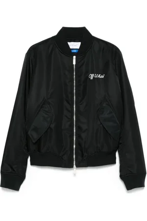 OFF-WHITE Kurtki, Mężczyzna, Czarny, L, Poliester, Stylowa Zimowa Kurtka Bomberka